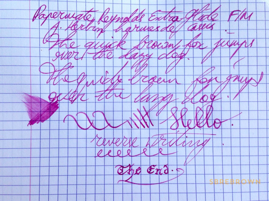 PaperMate Reynolds Fountain Pen Writing Sample