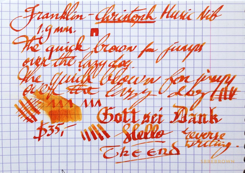 Franklin-Christoph Music Nib Writing Sample