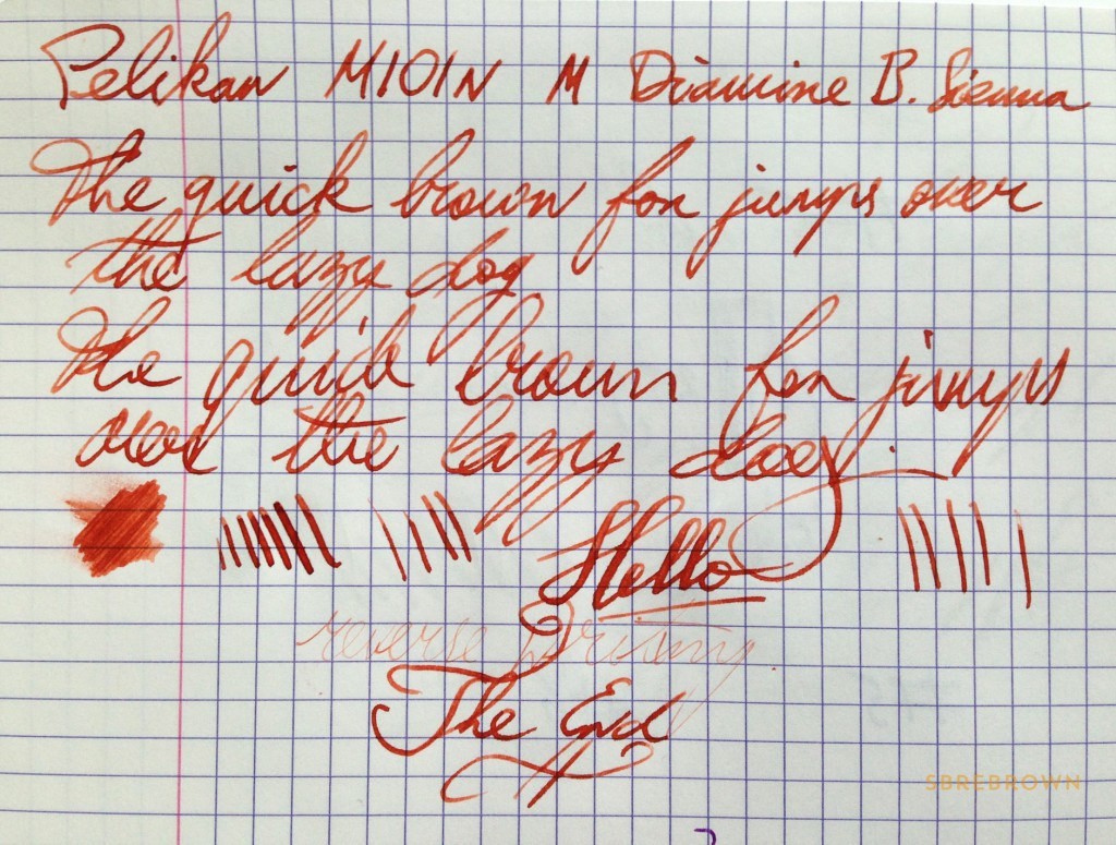 Pelikan M101N Red Tortoise Writing Sample