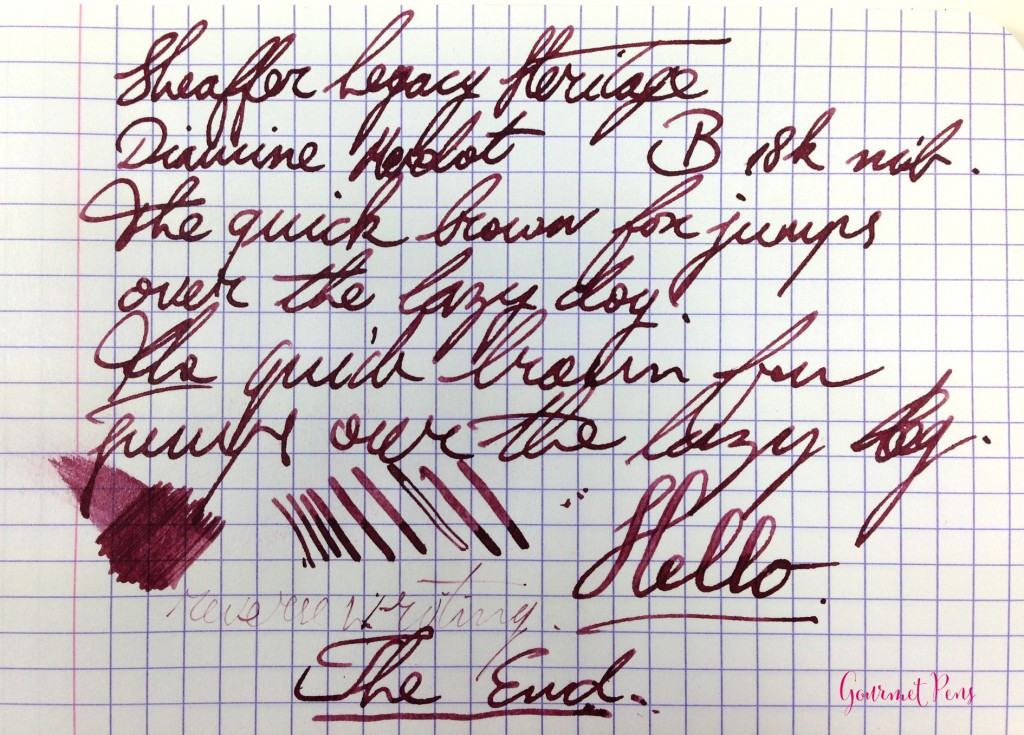 Sheaffer Legacy Heritage Fountain Pen Writing Sample