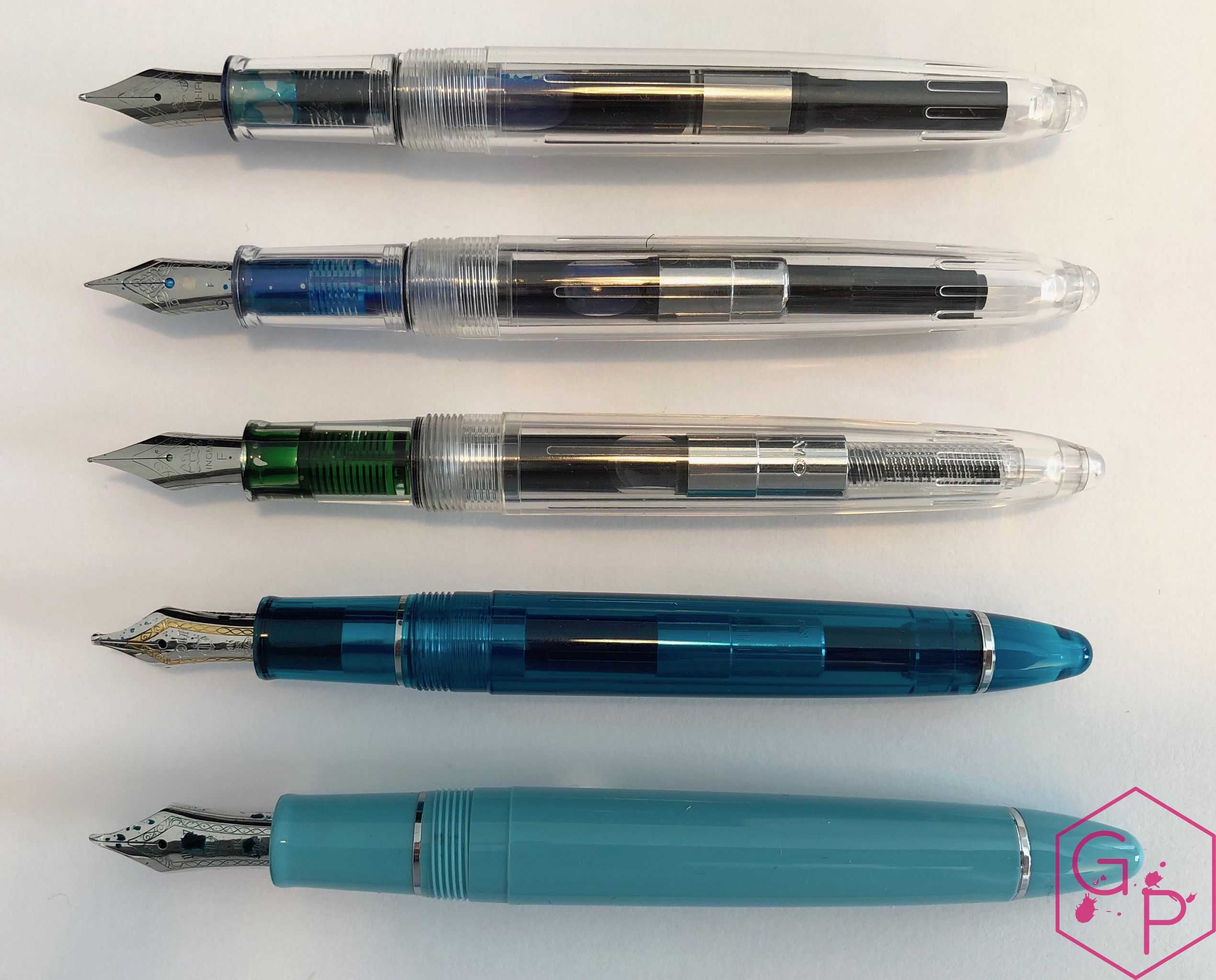 JINHAO 992 Transparent Blue Colour Spiral round body office  nib Fountain pen 